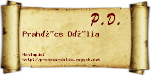 Prahács Dália névjegykártya